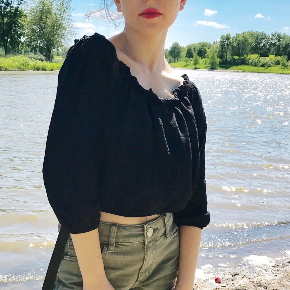 RARE Brandy Melville Black Off the Shoulder Top
